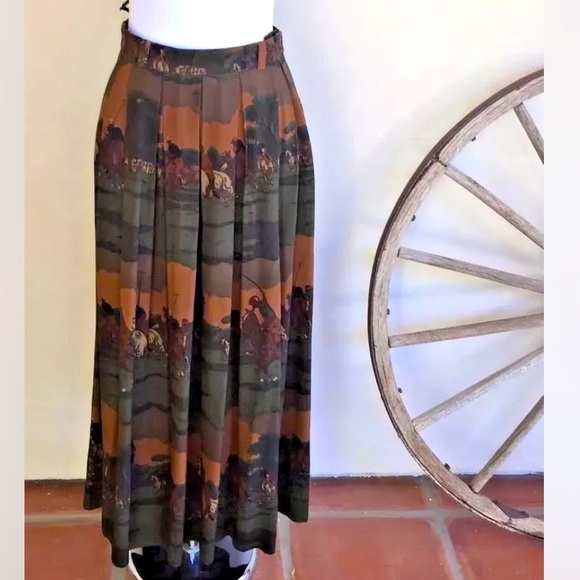 SOLD-RALPH LAUREN Vtg 80s Classic Equestrian Horse 🏇Polo🏇Hunter Wool Skirt Sz 8 - Picture 5 of 12